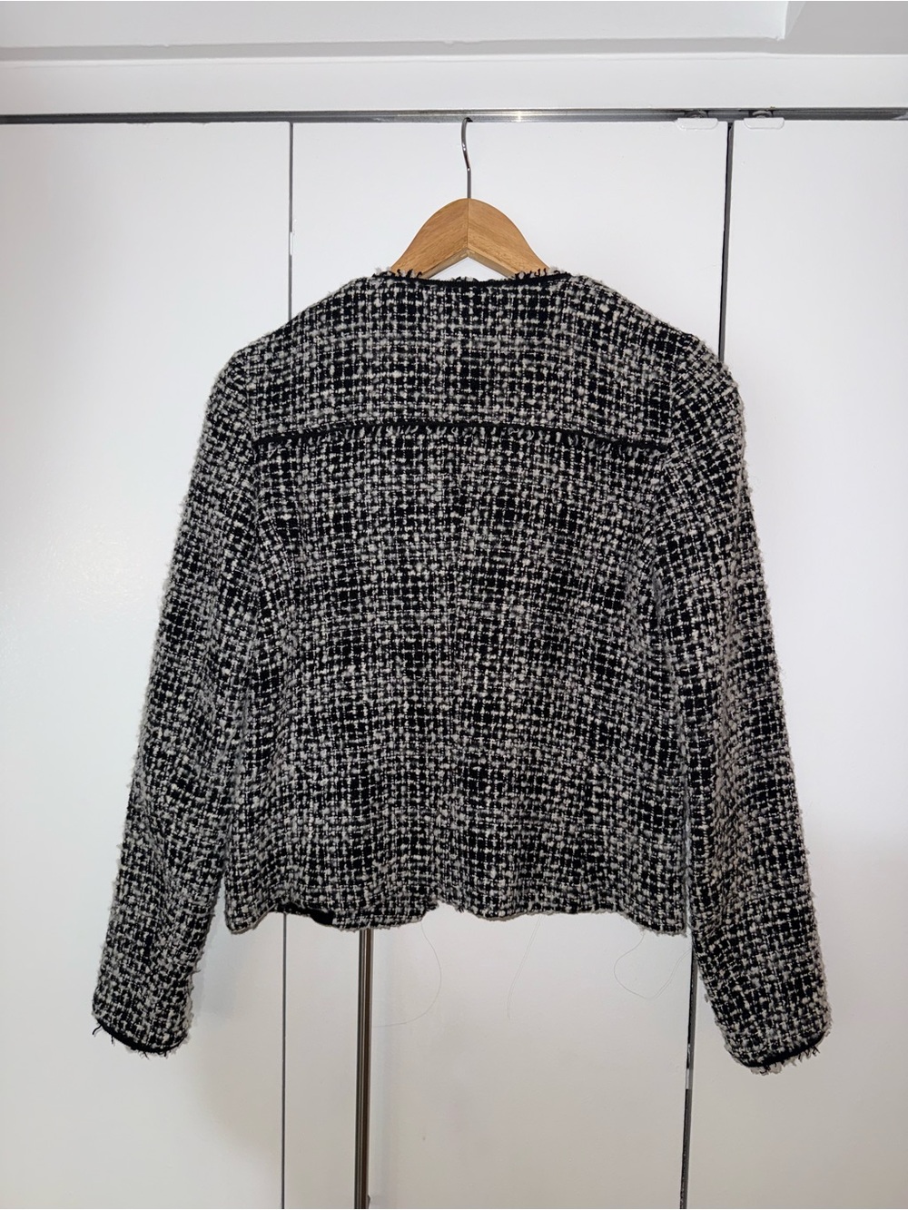 Massimo Black and White Tweed Collarless Blazer - Picture 2 of 2